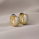 Brinco Dourado Argola 17x8mm Cravejada com Zircônias Cristais