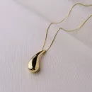 Colar Dourado Gota Grande em Metal 61cm