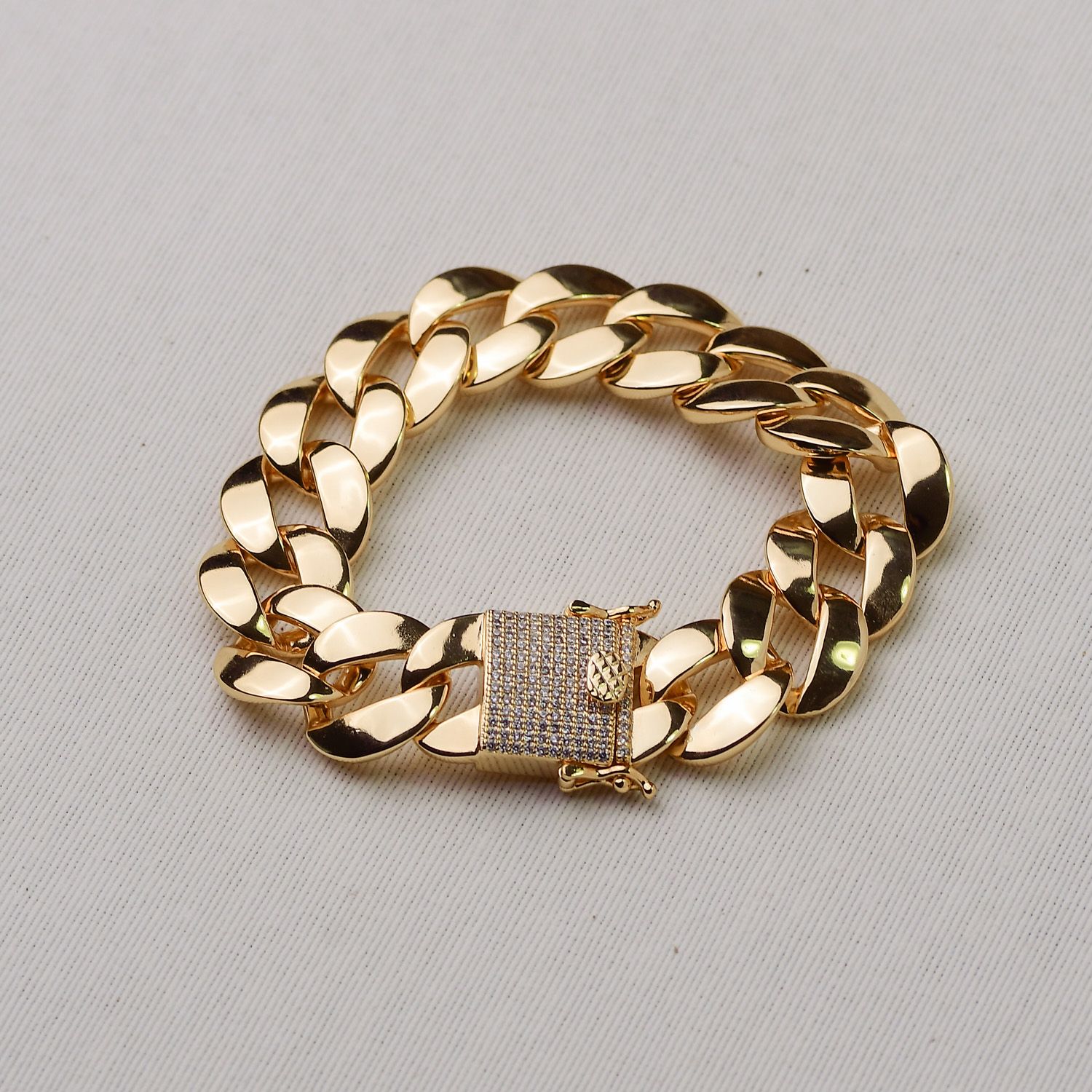 Pulseira Cravejado Dourado 18cm