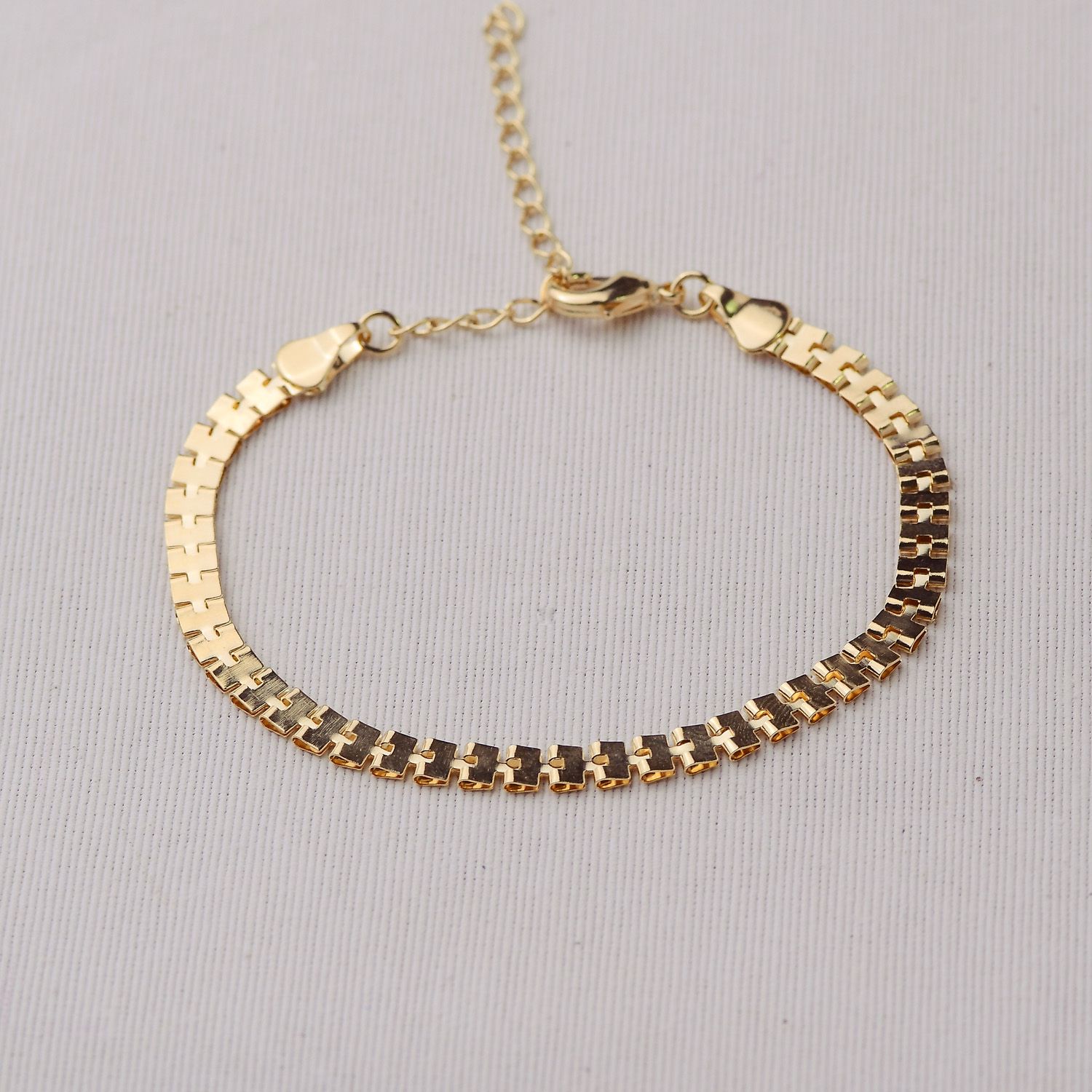 Pulseira Dourado em Metal 18+5cm