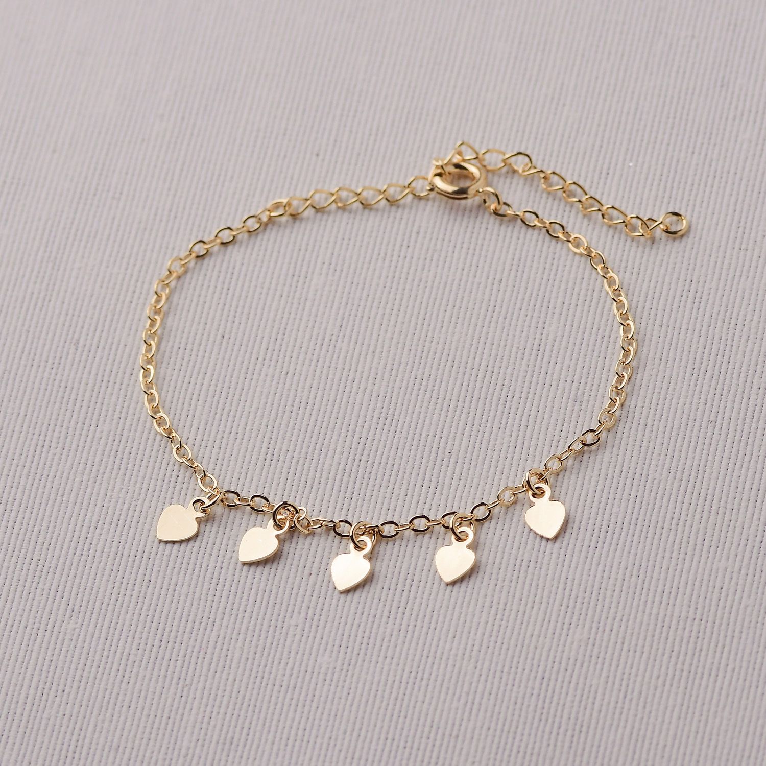 Pulseira Dourado Infantil Coração 14+5cm