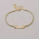 Pulseira Dourado Saúde com Riviera em Zircônias Cristais 17+5cm