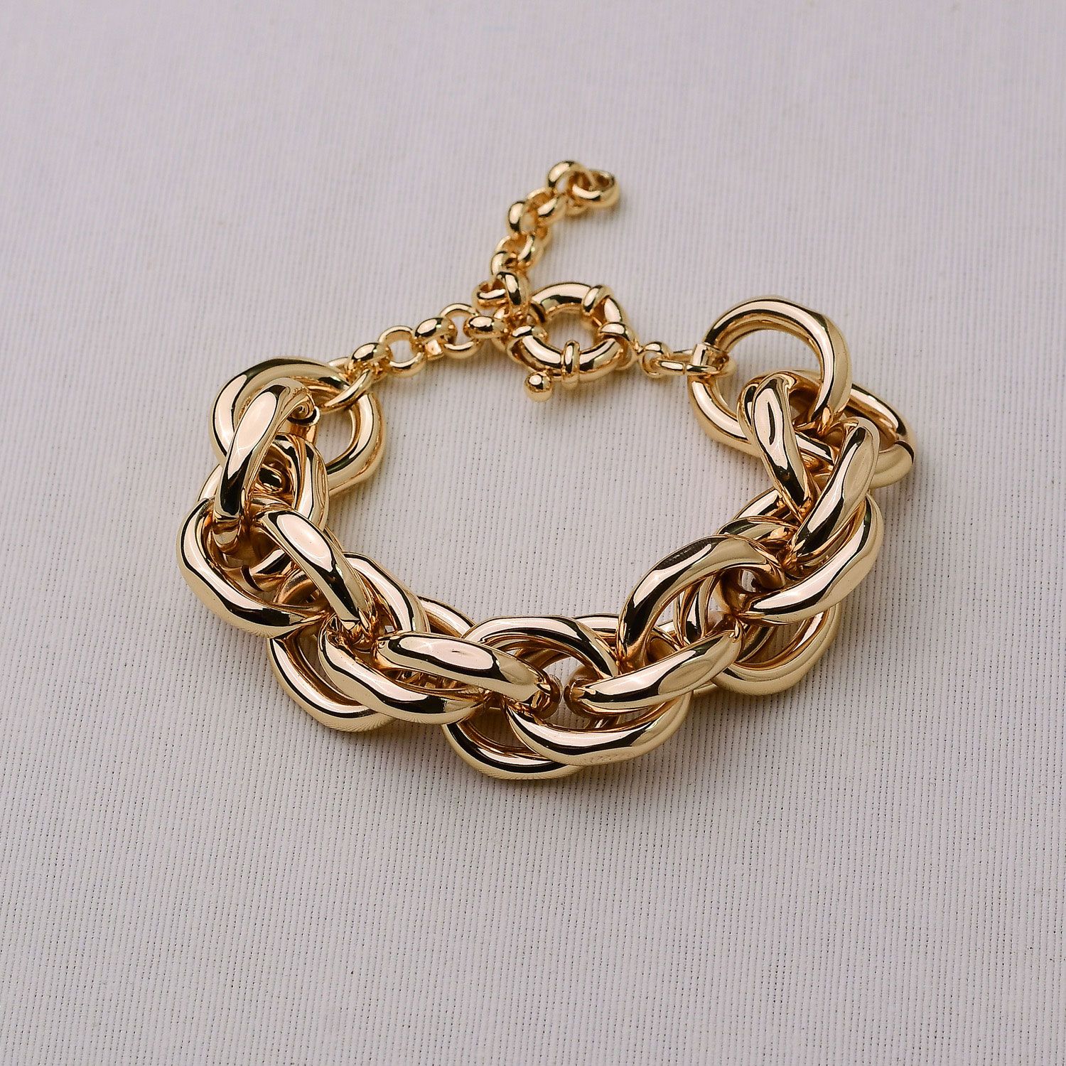 Pulseira Elos em Metal Dourado 19+6cm