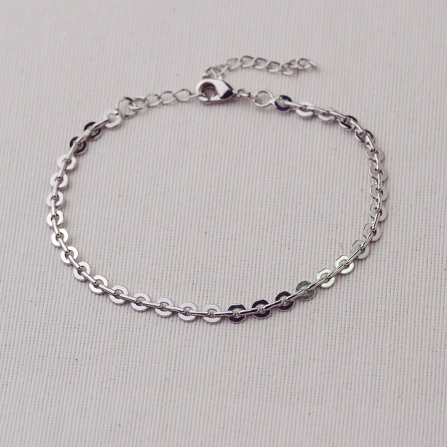 Pulseira Ródio em Metal 18+5cm